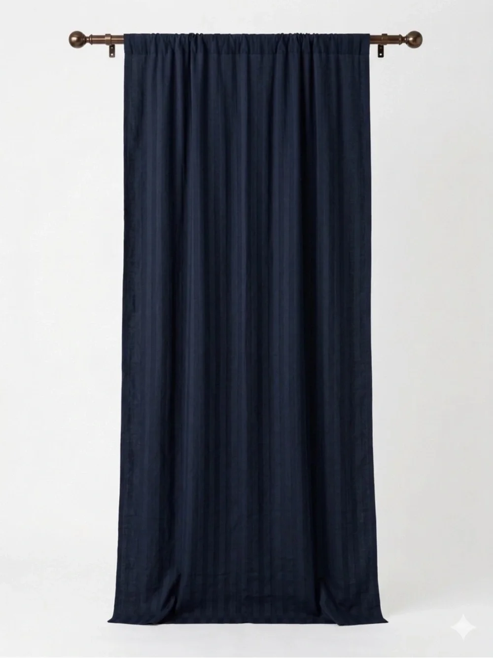 CB2 Linen Blend Track Black Striped Curtain Panel 48x108